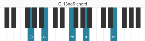 Piano voicing of chord  G13no5